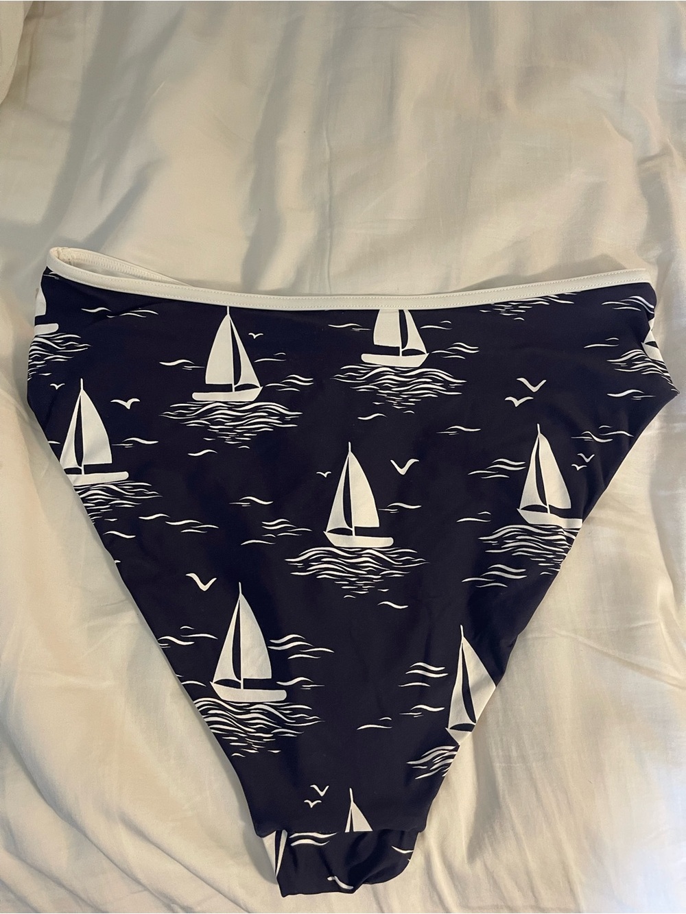 Anthropologie Navy Bikini Bottoms with White Sailboat Print Celandine brand